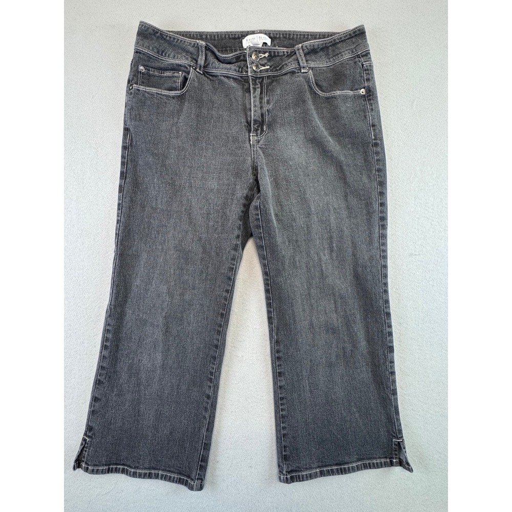 White House Black Market Womens Black Cropped Jeans 14 Mid Rise Flare Leg